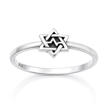 Load image into Gallery viewer, Sterling Silver Oxidized And Polished Star Of David Ring