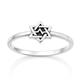 Sterling Silver Oxidized And Polished Star Of David Ring