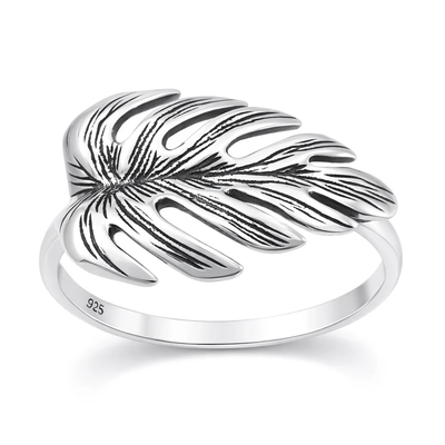 Sterling Silver Oxidized And Polished Plant Ring
