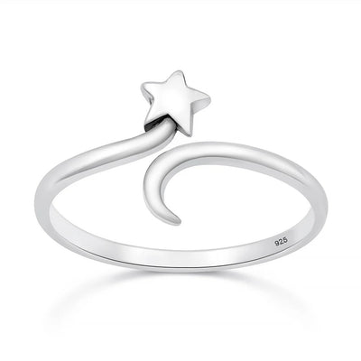 Sterling Silver Oxidized And Polished Star Ring