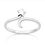 Sterling Silver Oxidized And Polished Star Ring