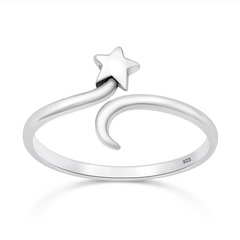 Sterling Silver Oxidized And Polished Star Ring