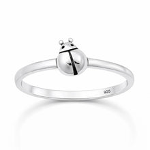 Load image into Gallery viewer, Sterling Silver Oxidized And Polished Ladybug Ring