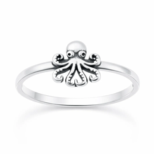 Load image into Gallery viewer, Sterling Silver Oxidized And Polished 8.5mm Octopus Ring