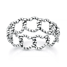 Load image into Gallery viewer, Sterling Silver Oxidized And Polished Twisted Heart Band Ring