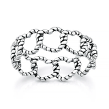 Sterling Silver Oxidized And Polished Twisted Heart Band Ring