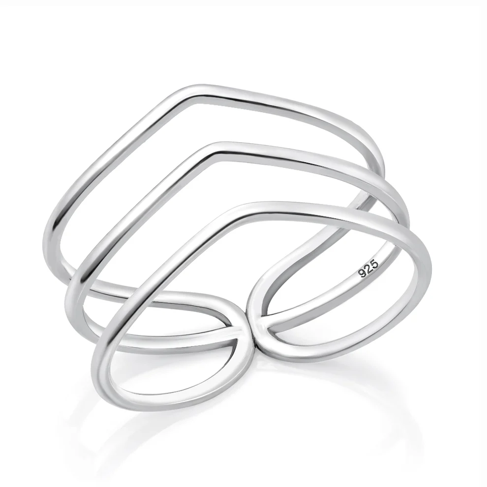 Sterling Silver Oxidized And Polished Stacked Ring