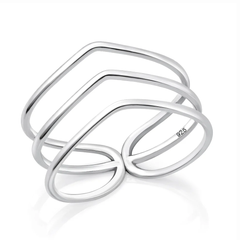 Sterling Silver Oxidized And Polished Stacked Ring