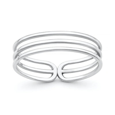 Sterling Silver Oxidized And Polished Triple Band Ring