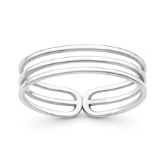 Sterling Silver Oxidized And Polished Triple Band Ring