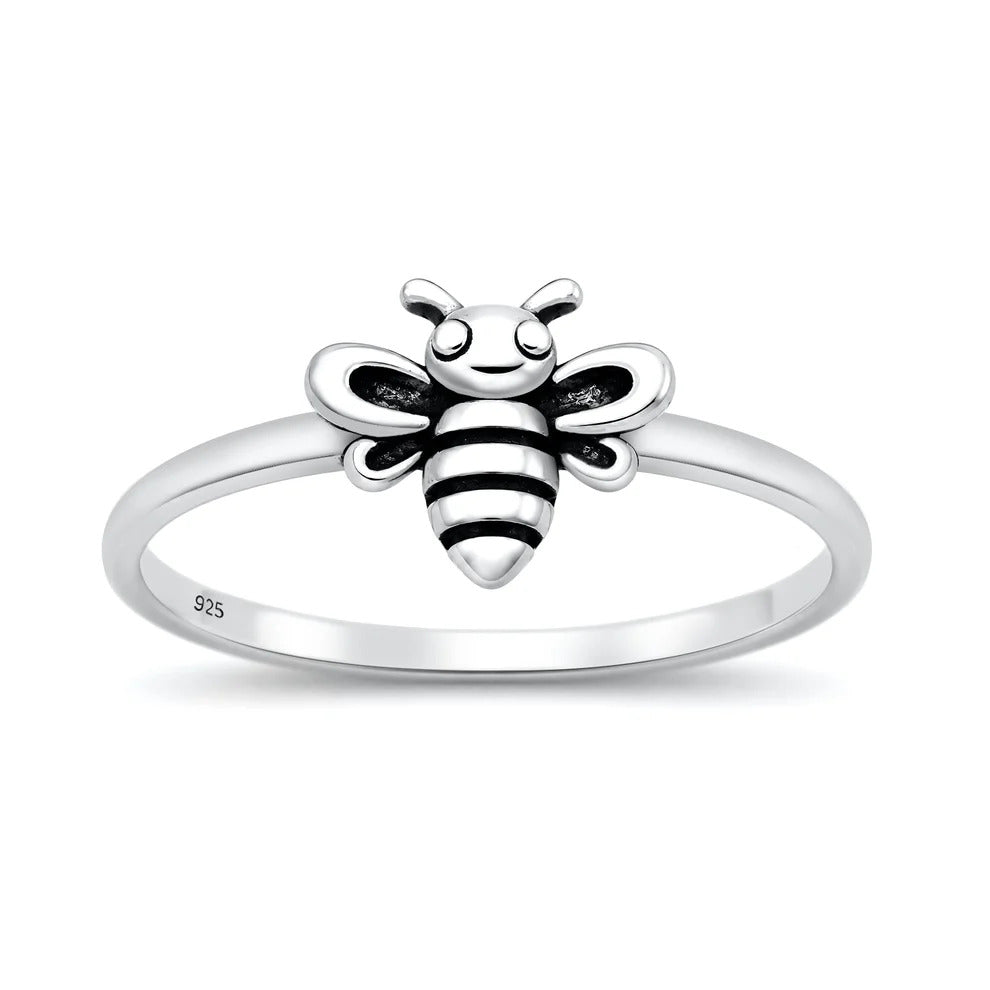 Sterling Silver Oxidized And Polished Bee Ring