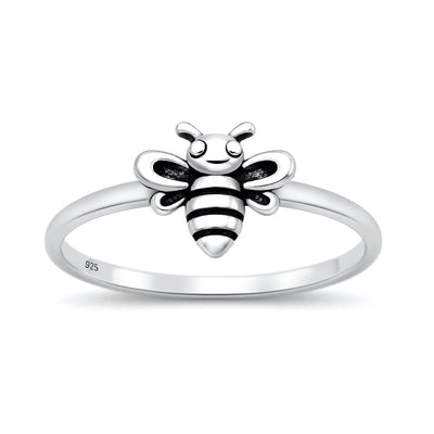Sterling Silver Oxidized And Polished Bee Ring