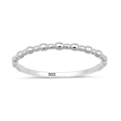 Sterling Silver Rhodium Plated Beaded Design Ring