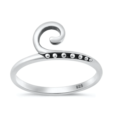 Sterling Silver Oxidized And Polished Wave Design Ring