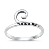 Sterling Silver Oxidized And Polished Wave Design Ring