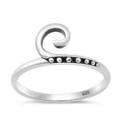 Sterling Silver Oxidized And Polished Wave Design Ring