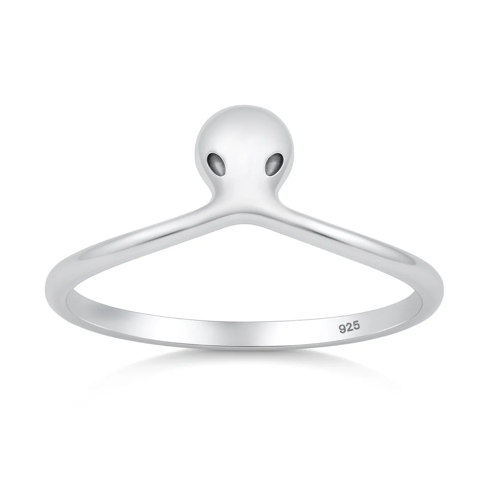 Sterling Silver Oxidized And Polished Alien Ring
