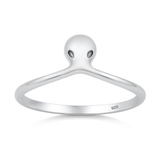 Sterling Silver Oxidized And Polished Alien Ring