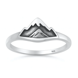 Sterling Silver Oxidized And Polished Mountains 8.4mm Ring
