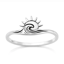 Load image into Gallery viewer, Sterling Silver Oxidized And Polished Sun And Wave Ring
