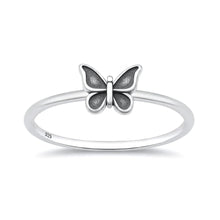 Load image into Gallery viewer, Sterling Silver Oxidized And Polished Butterfly Ring