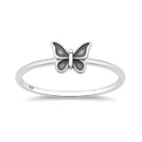 Sterling Silver Oxidized And Polished Butterfly Ring