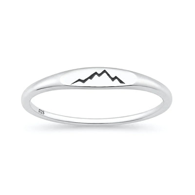 Sterling Silver Oxidized And Polished Mountains Ring
