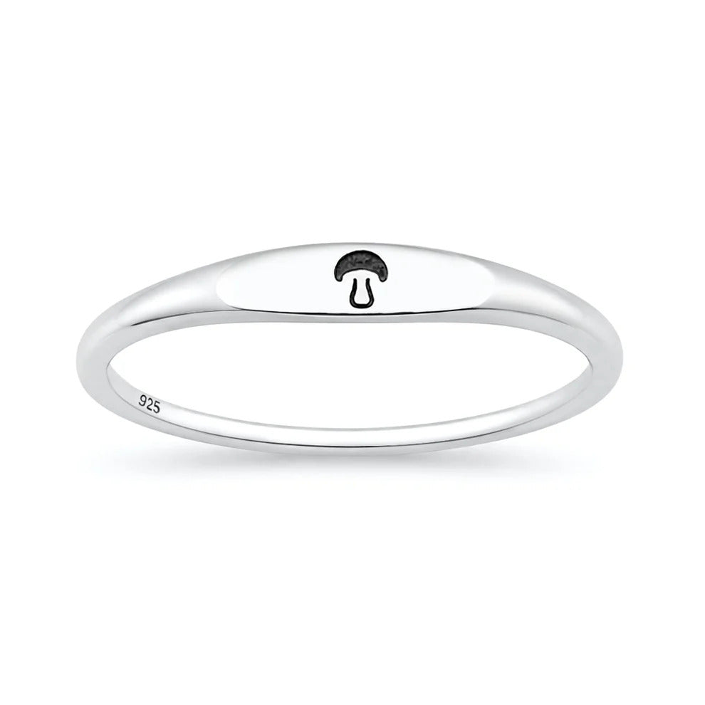 Sterling Silver Oxidized And Polished Mushroom Ring