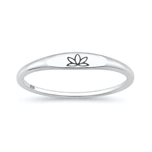 Load image into Gallery viewer, Sterling Silver Oxidized And Polished Lotus Flower Ring
