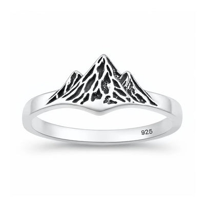 Sterling Silver Oxidized And Polished Mountains Ring