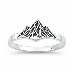 Sterling Silver Oxidized And Polished Mountains Ring