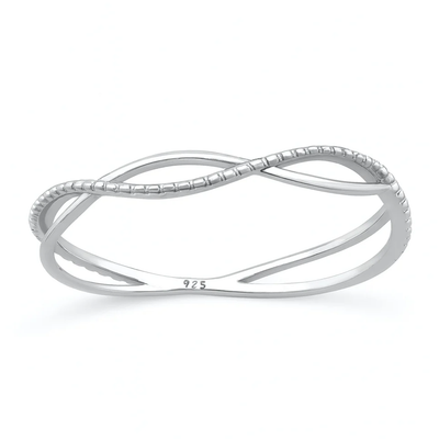 Sterling Silver Oxidized And Polished Twisted Infinity Ring