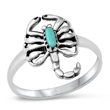 Load image into Gallery viewer, Sterling Silver Scorpion Turquoise Stone Ring