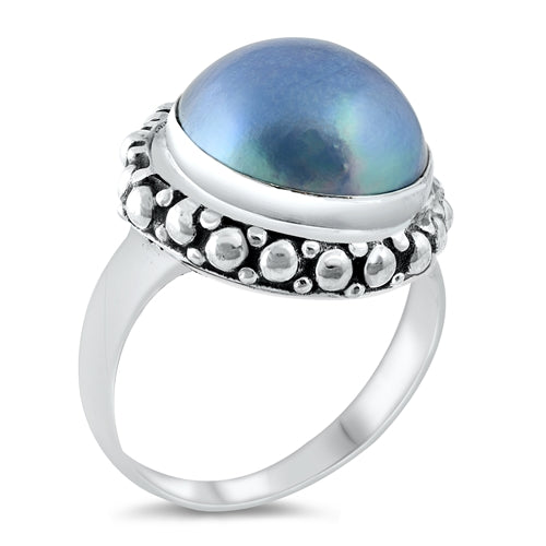 Sterling Silver Mabe Pearl Bali Style Ring