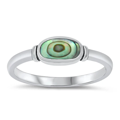 Sterling Silver Abalone Oval Stone Ring