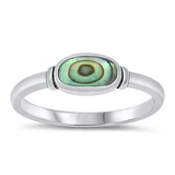 Sterling Silver Abalone Oval Stone Ring