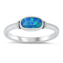 Load image into Gallery viewer, Sterling Silver Blue Lab Opal Oval Ring
