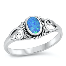 Load image into Gallery viewer, Sterling Silver Blue Lab Opal Stone Ring
