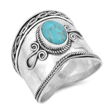 Sterling Silver 18mm Turquoise Bali Ring