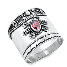 Load image into Gallery viewer, Sterling Silver Stabilized Garnet CZ Ring
