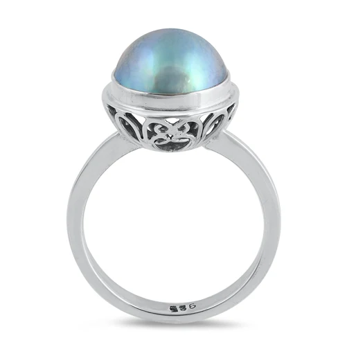 Sterling Silver 14mm Round Mabe Pearl Ring