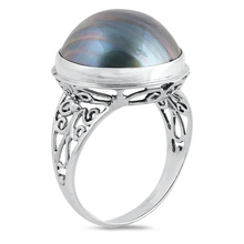 Load image into Gallery viewer, Sterling Silver 18mm Round Mabe Pearl Ring
