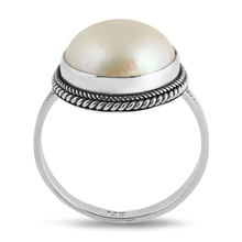 Load image into Gallery viewer, Sterling Silver 14mm Mabe Pearl Ring