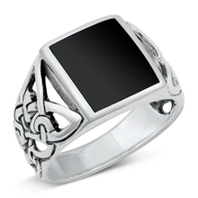 Load image into Gallery viewer, Sterling Silver Oxidized Black Agate Ring
