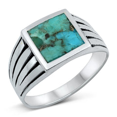 Sterling Silver Genuine Turquoise Stone Ring
