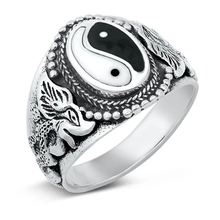 Load image into Gallery viewer, Sterling Silver Yin Yang Stone Ring