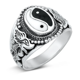 Sterling Silver Yin Yang Stone Ring