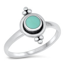 Load image into Gallery viewer, Sterling Silver Circles Turquoise Stone Ring