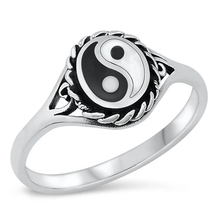 Load image into Gallery viewer, Sterling Silver Oxidized Oval Yin Yang Stone Ring