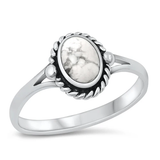 Sterling Silver Oxidized White Buffalo Turquoise Stone Ring